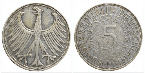 Brd deutsche mark 1951 d - 1951,