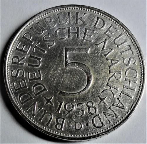 1958 d silber - 5,-, dm